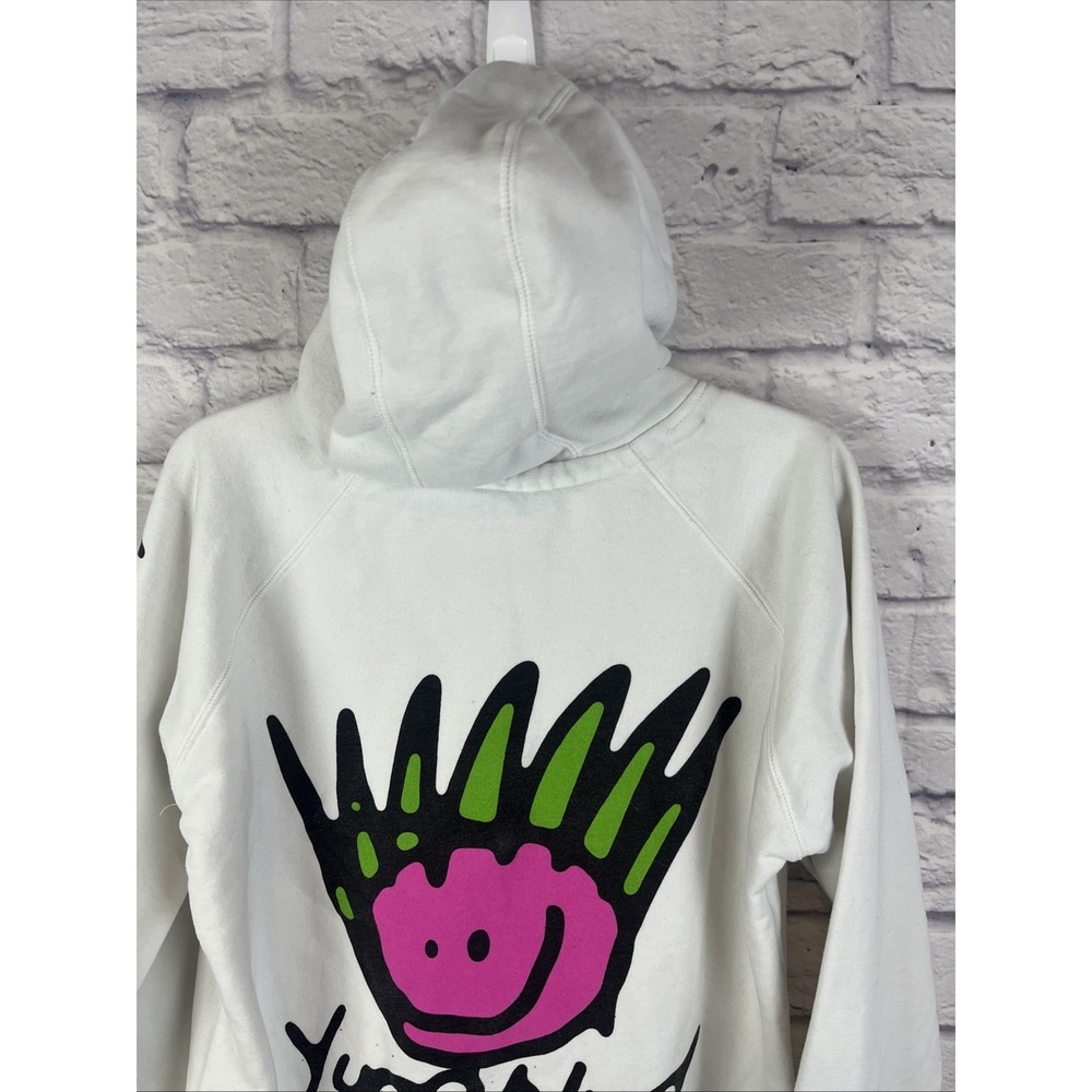 Yungblood Be Happy Face White Pullover  Cozy Hoodie Loungewear Punk  Size Large - Picture 4 of 10